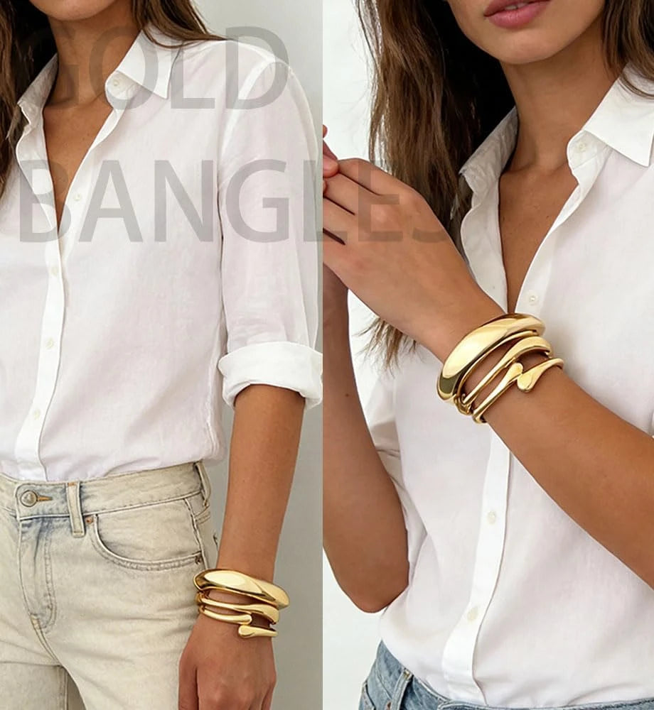 Chunky Gold Stackable Bangles