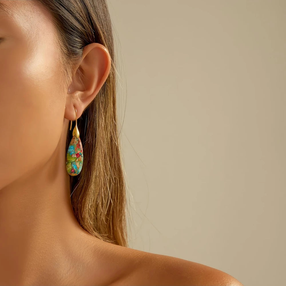 Natural Stone Teardrop Earrings