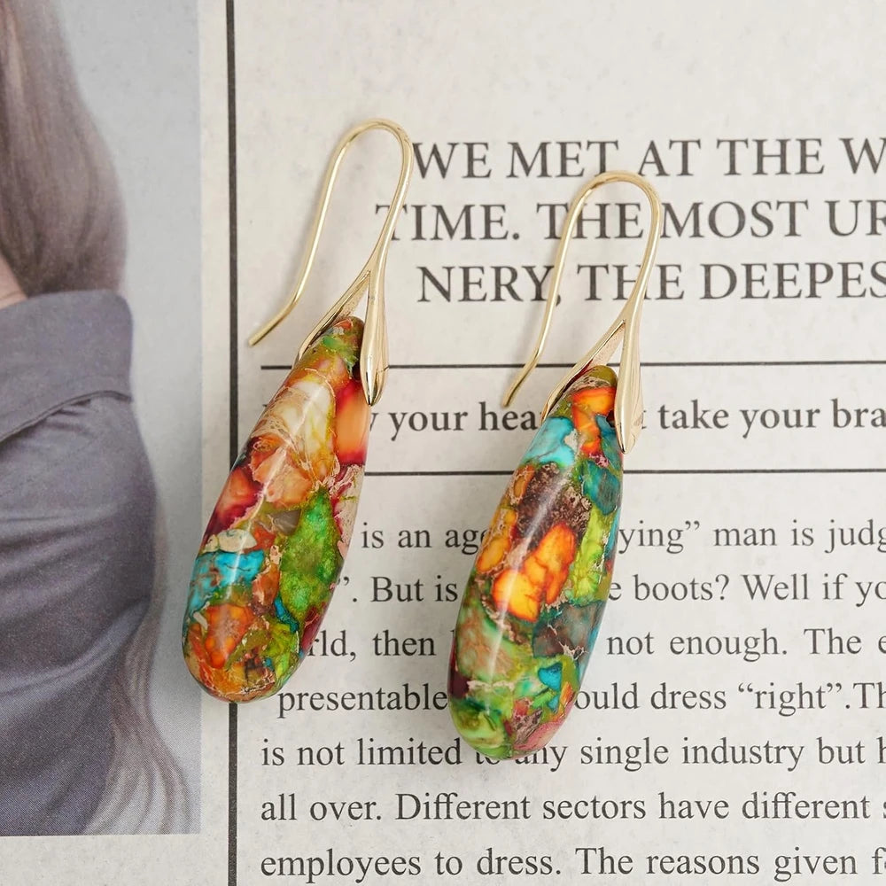 Natural Stone Teardrop Earrings