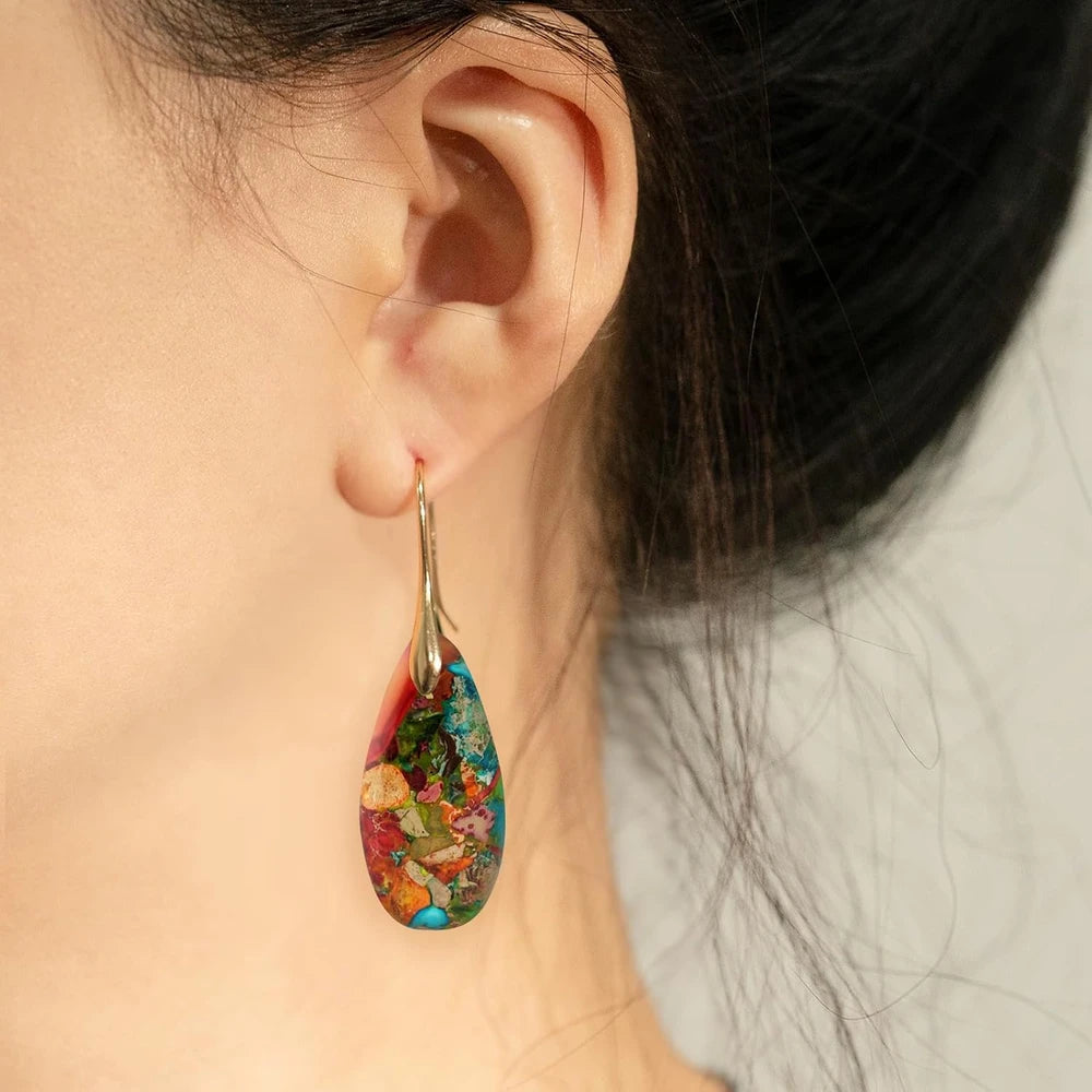 Natural Stone Teardrop Earrings